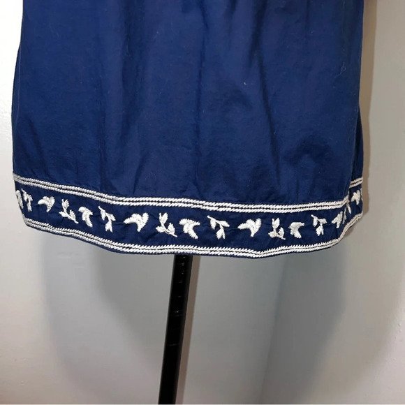 Converse One Star, Lg Tank Floral Embroidered Navy Blue White Cotton Tunic - Picture 4 of 9